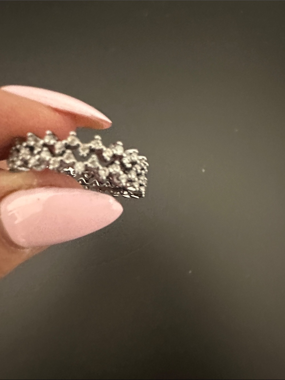 Sterling Silver Crystal Crown Band Ring - Silver (2) Sz 8 NWOT